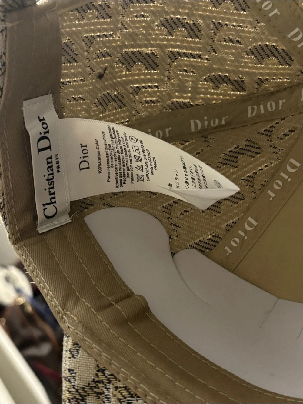 Unisex Dior Beige and Gold Monogram Hat